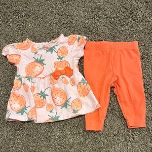 Carter's Orange/Pink Strawberry Print Kids Matching Set